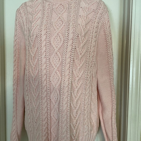 Chaps  RALF LAUREN PINK CABLE KNIT  SWEATER ,size L - Picture 2 of 8